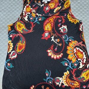 Chico's Black Paisley Orange and Gold Sleeveless Tank Top, Chico’s size 2